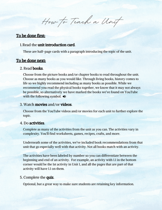 Full Year Early American History Curriculum- DIGITAL DOWNLOAD