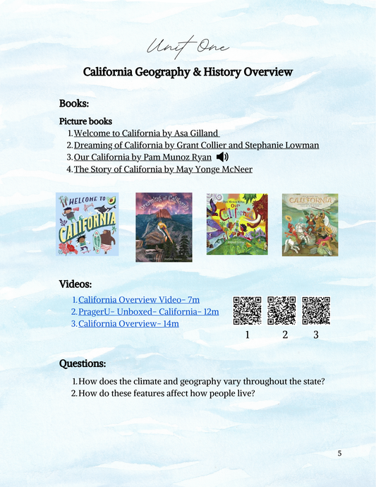 Full Year California History Curriculum- PRINTED