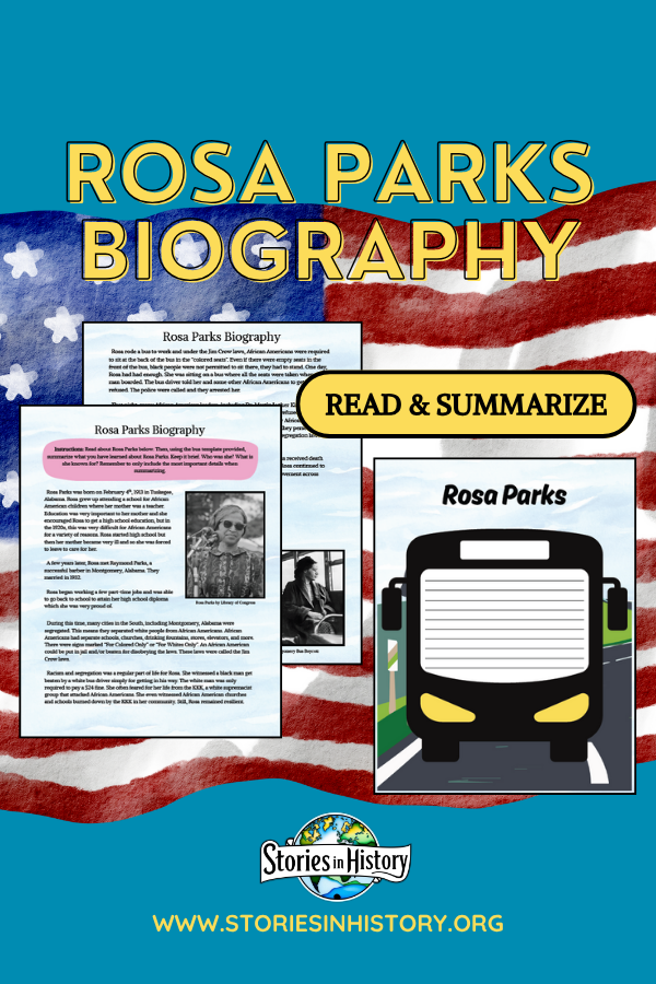 Rosa Parks Biography & Bus Writing Activity | Civil Rights Movement & Black History Month Lesson