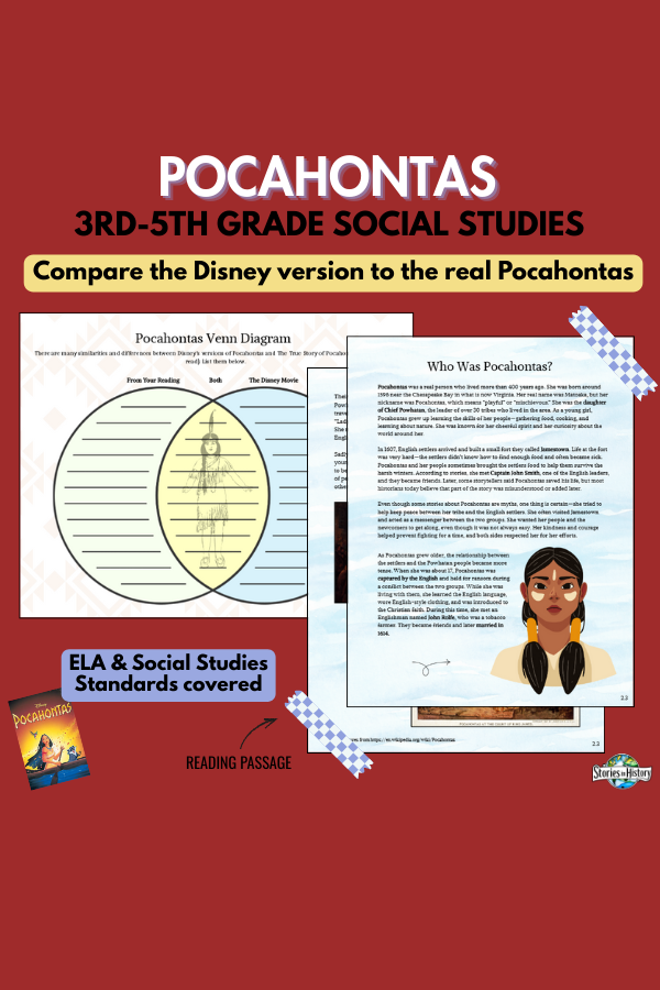 Who Was Pocahontas? Reading Passage & Venn Diagram- 3rd–5th Grade Social Studies