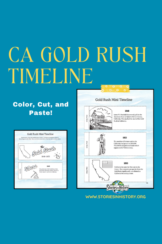 California Gold Rush Mini Timeline- Color, Cut, and Paste (California History)