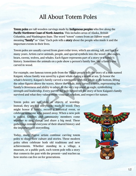 Storybook Totem Pole Activity | Native American Cultures | 3rd–5th Grade