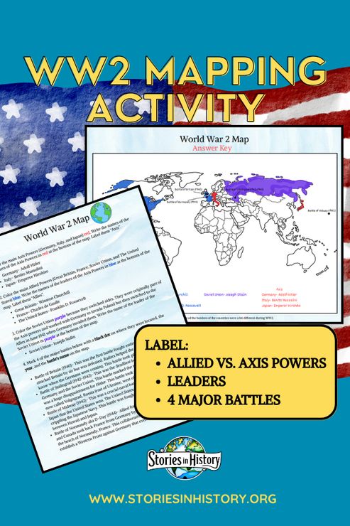 WW2 Mapping Worksheet for Kids – Stories in History