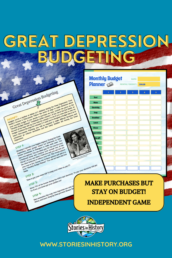 Great Depression Budgeting for Kids-Simple Activity/Game – Stories in ...