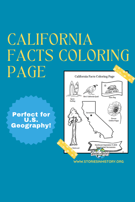California State Facts Coloring Page, Geography (California History)