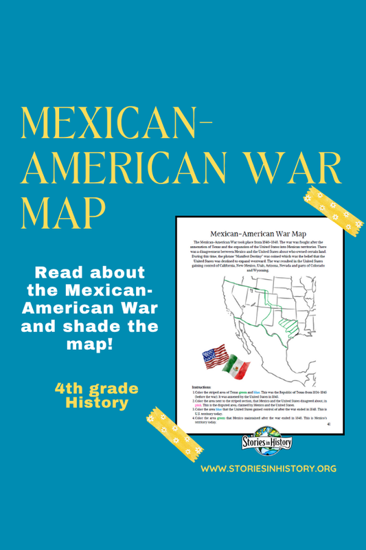 Mexican-American War Mapping Activity- Color the disputed territory (California History)