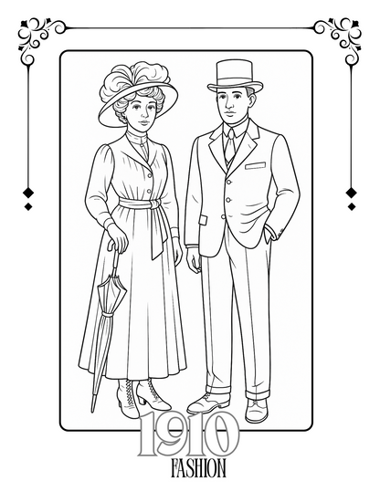 *Freebie* Fashion through History: 1910-1960s 6 Coloring Pages & Worksheets