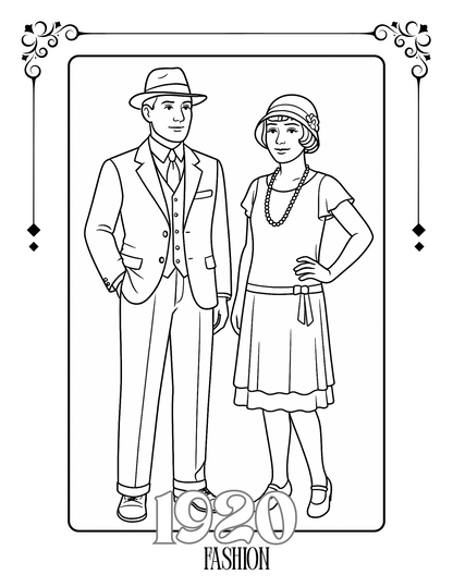 *Freebie* Fashion through History: 1910-1960s 6 Coloring Pages & Worksheets
