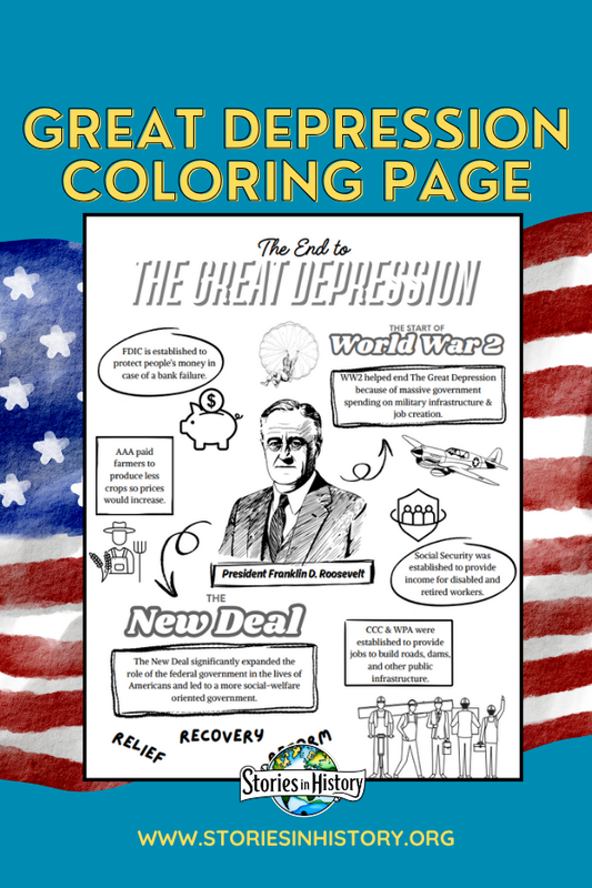 Great Depression Infographic Coloring Page