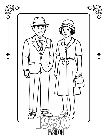 *Freebie* Fashion through History: 1910-1960s 6 Coloring Pages & Worksheets
