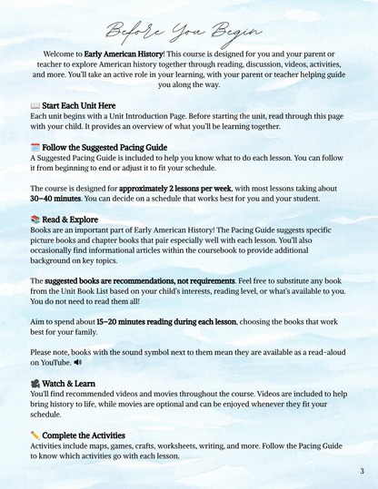 Full Year Early American History Curriculum- DIGITAL DOWNLOAD ONLY