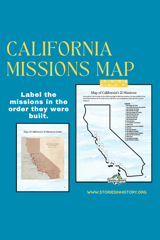 Label Map of California's 21 Missions (California History)