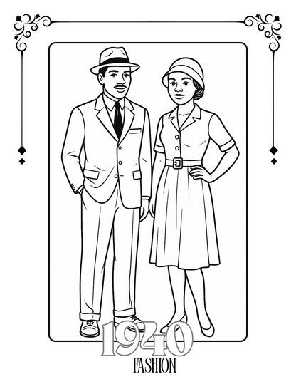 *Freebie* Fashion through History: 1910-1960s 6 Coloring Pages & Worksheets