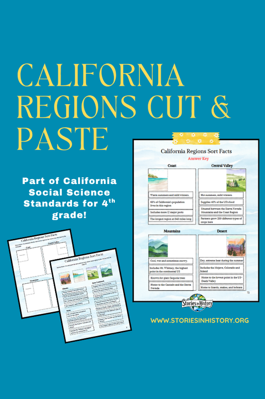 California Regions Facts Sort, Cut and Paste Geography Activity (California History)