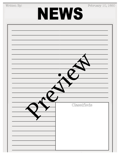 California Gold Rush Boomtown Reading & Newspaper Project (Printable PDF)