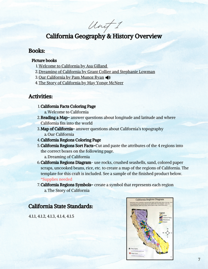 Full Year California History Curriculum- PRINTED + Digital