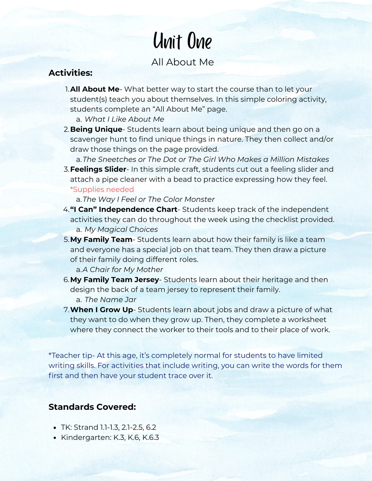 Full Year My Story Begins- TK & Kinder Curriculum- DIGITAL DOWNLOAD