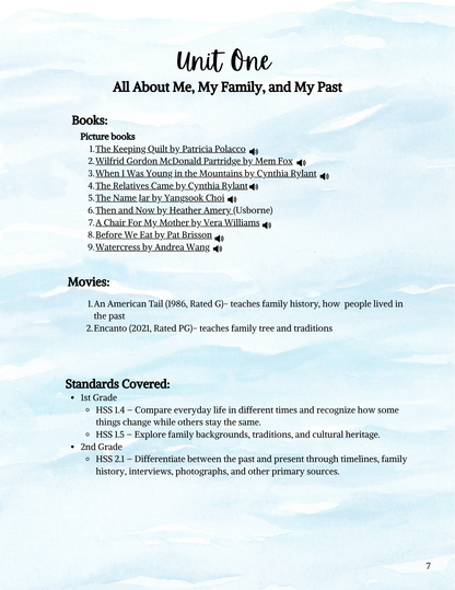 Full Year My World, My Story- 1st & 2nd Grade Curriculum- PRINTED + Digital