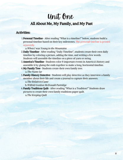 Full Year My World, My Story- 1st & 2nd Grade Curriculum- PRINTED + Digital