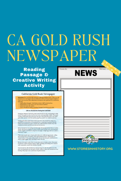 California Gold Rush Boomtown Reading & Newspaper Project (Printable PDF)