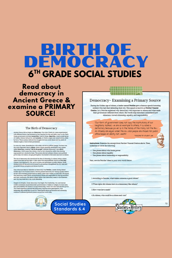 Birth of Democracy in Ancient Greece- Examining a Primary Source for 6 ...