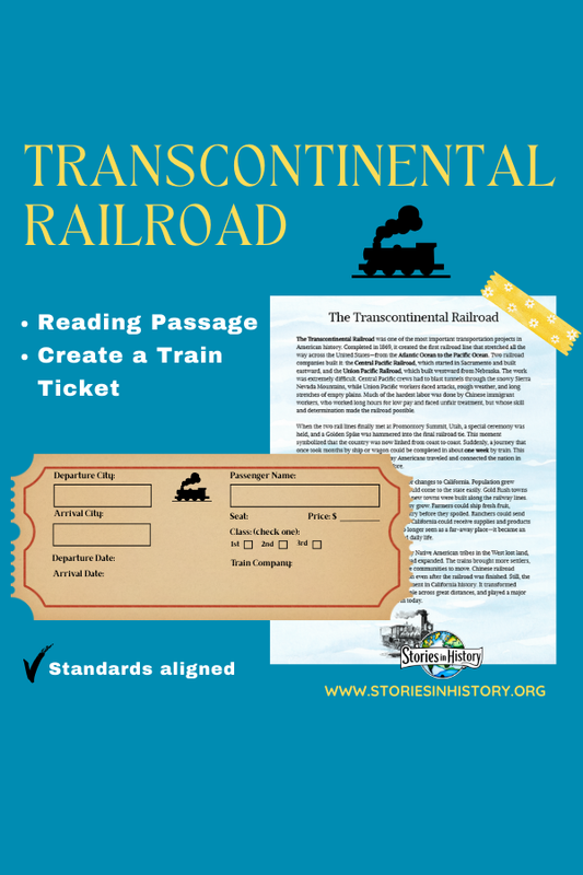 FREE Transcontinental Railroad Reading & Train Ticket Activity for 3rd–5th Grade