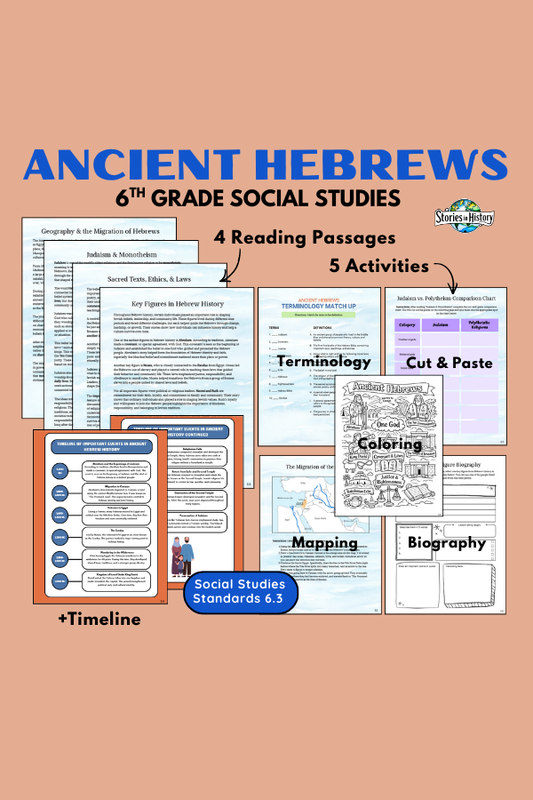 Ancient Hebrews Unit Bundle- Judaism & Migration Activities for 6th Grade
