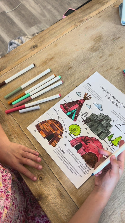 Indigenous Peoples' (Native Americans) Dwellings Coloring Page (California History)